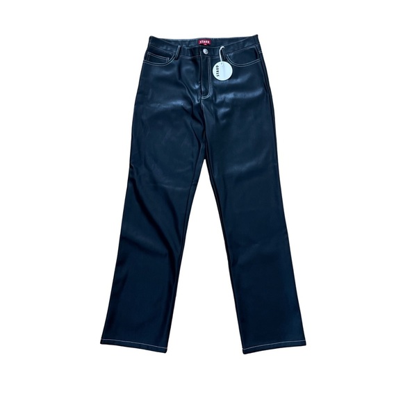 STAUD Elliot High Waist Faux Leather Pants Black Size 10 NWT - Picture 4 of 6